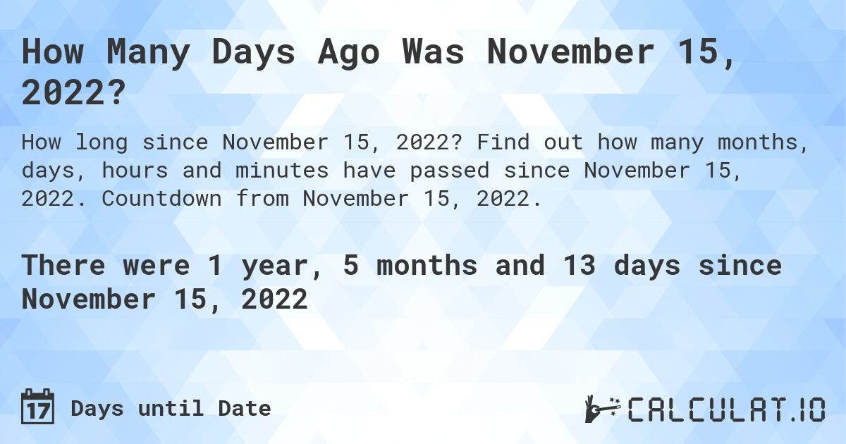 How many days until November 15, 2022 | Calculate