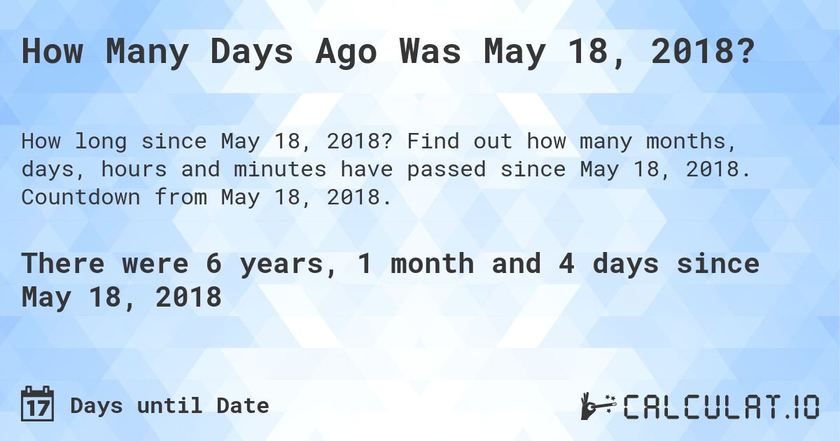 How Many Days Ago Was May 18, 2018 Calculate