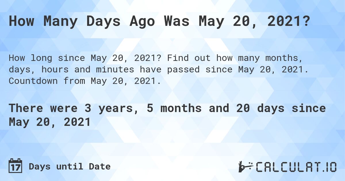 How Many Days Ago Was May 20, 2021 Calculate