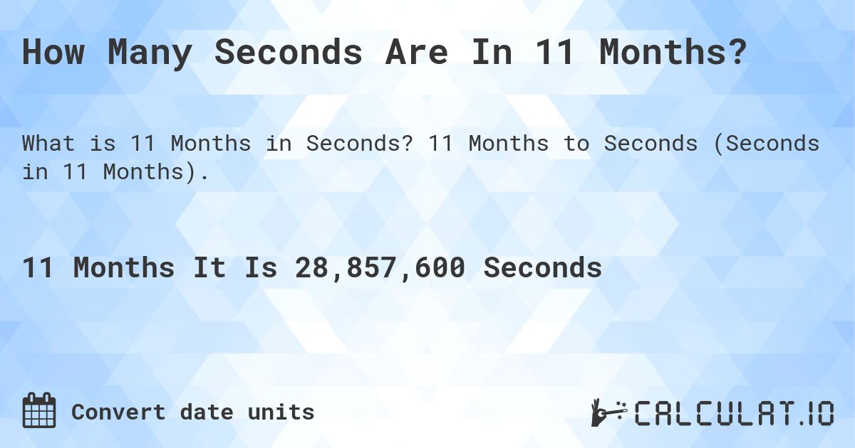 How Many Seconds Are In 11 Months?. 11 Months to Seconds (Seconds in 11 Months).