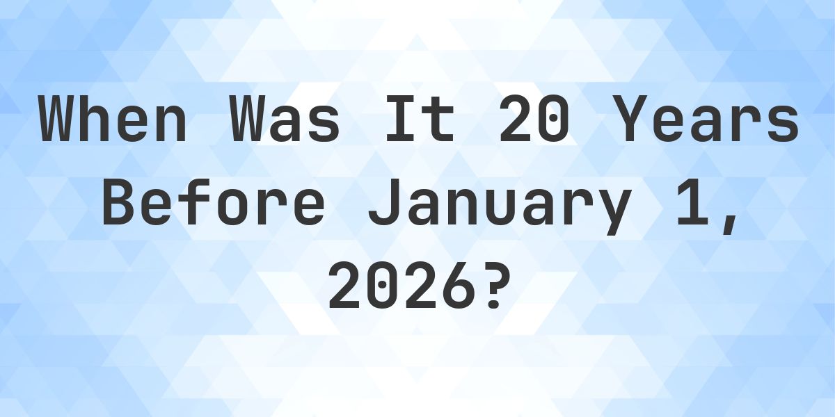 What Day Was It 20 Years Before January 1, 2026? - Calculatio