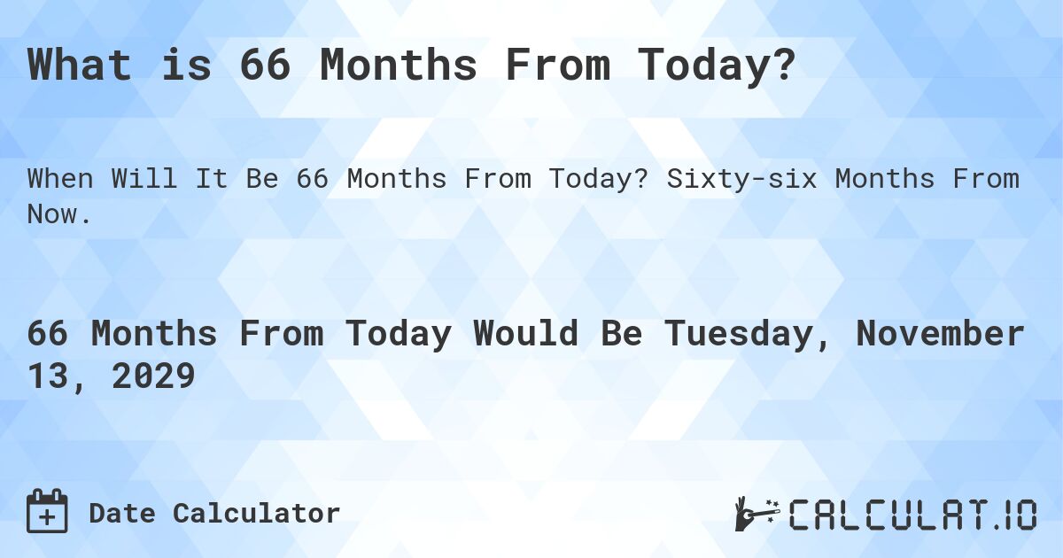 What is 66 Months From Today?. Sixty-six Months From Now.