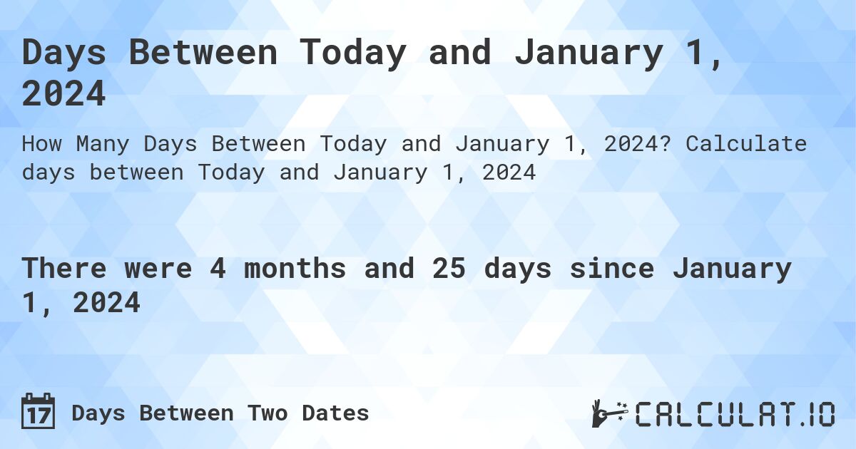 Days Between Today and January 1, 2024. Calculate days between Today and January 1, 2024
