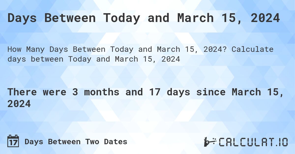 Days Between Today and March 15, 2024 Calculatio