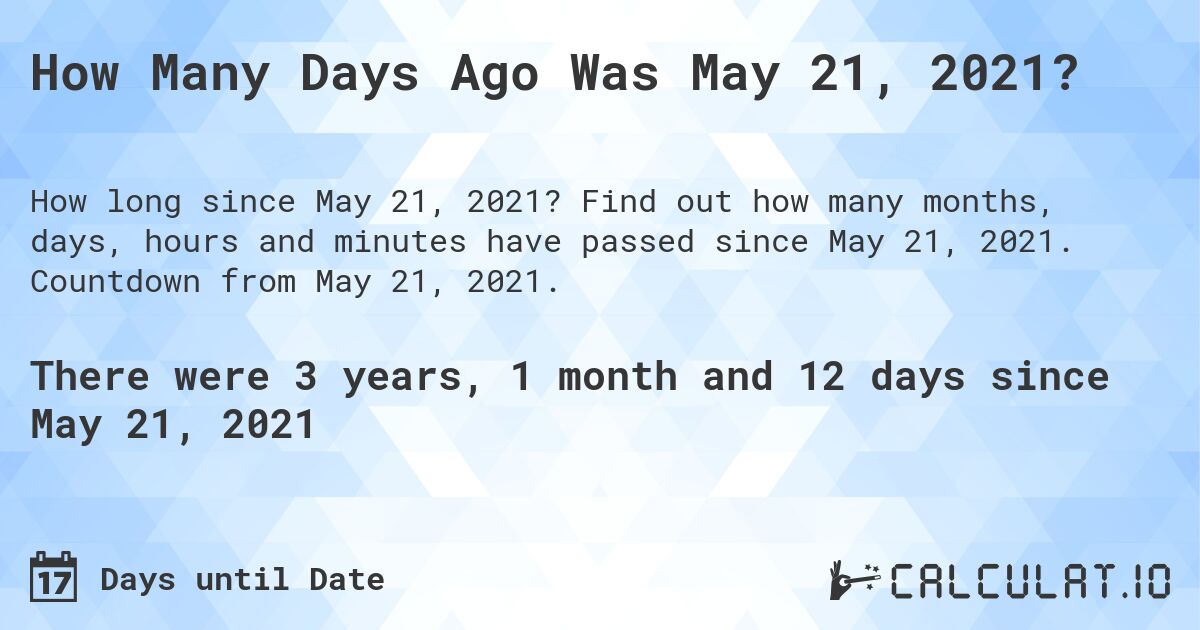 How Many Days Ago Was May 21, 2021? Calculatio
