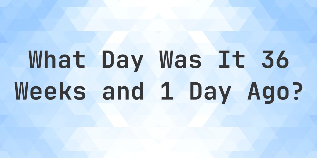 What Day Was It 36 Weeks and 1 Day Ago From Today? - Calculatio