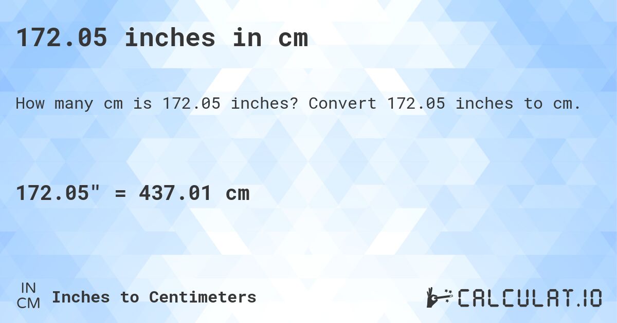 172.05 inches in cm. Convert 172.05 inches to cm.