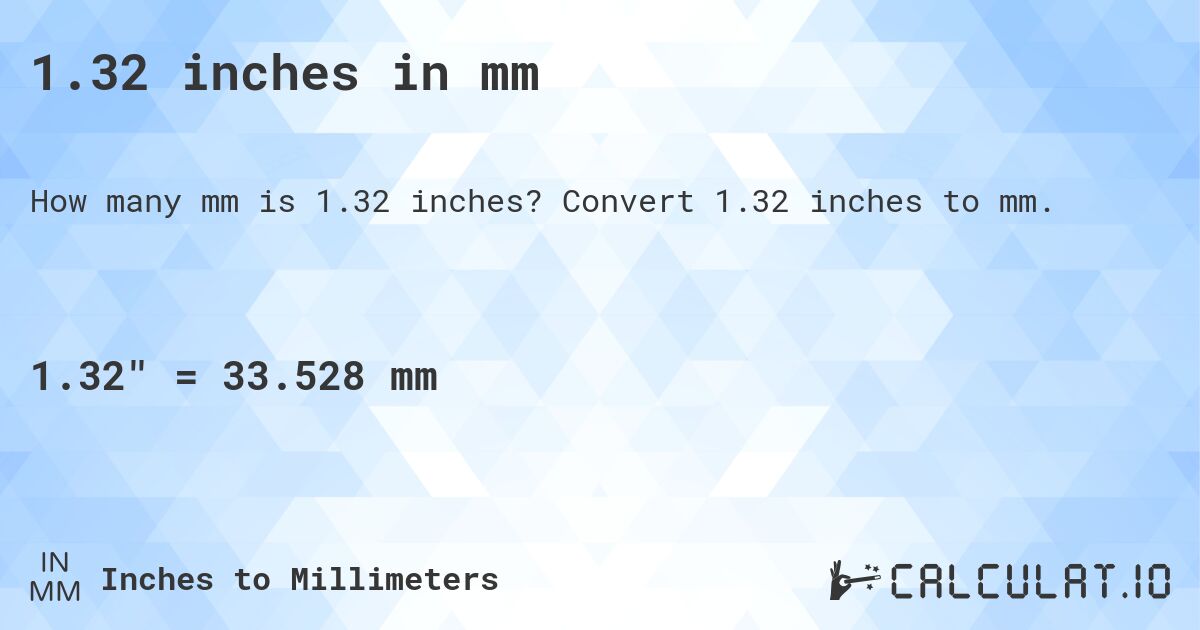 1.32 inches in mm. Convert 1.32 inches to mm.