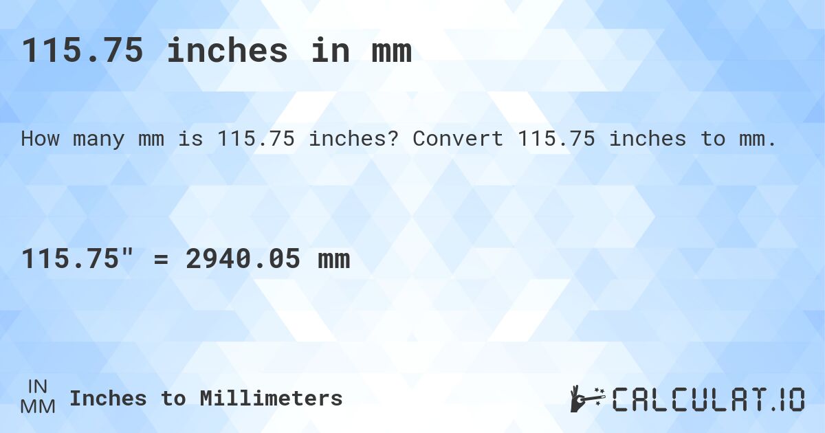 115.75 inches in mm. Convert 115.75 inches to mm.