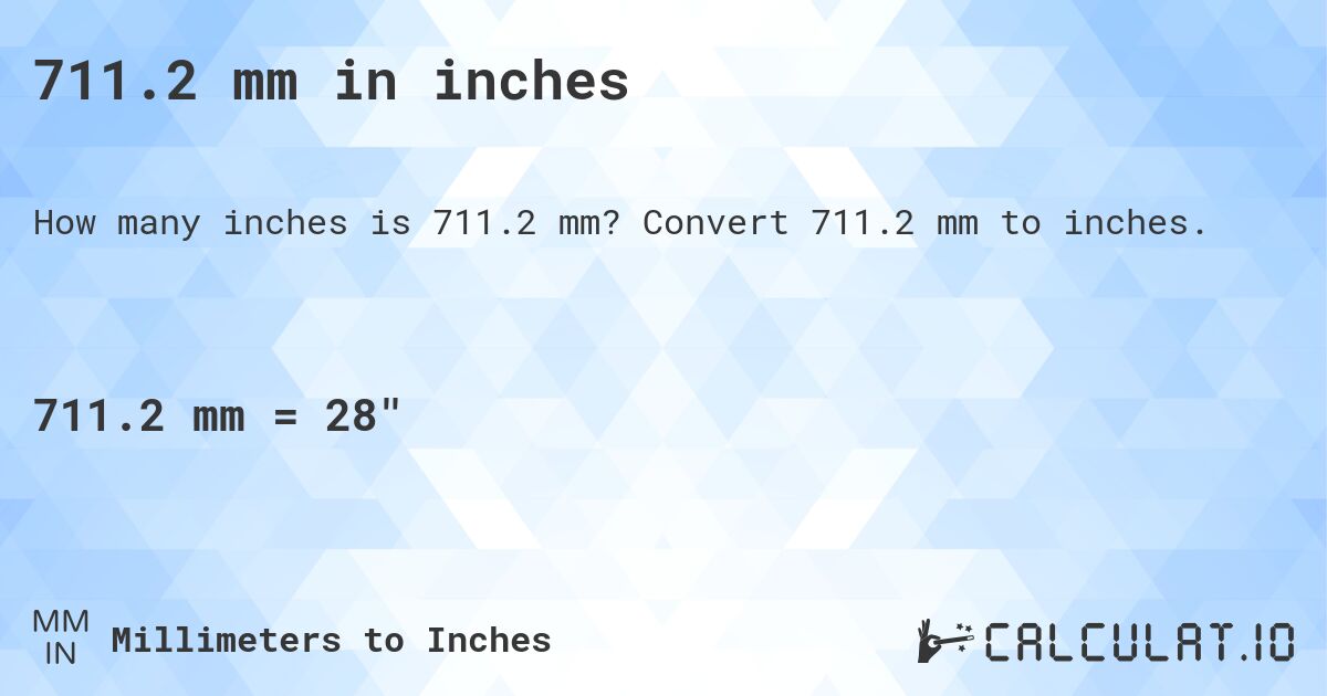 711.2 mm in inches. Convert 711.2 mm to inches.