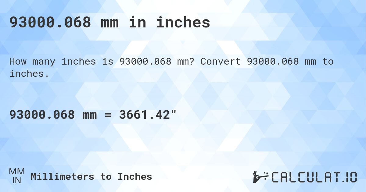 93000.068 mm in inches. Convert 93000.068 mm to inches.