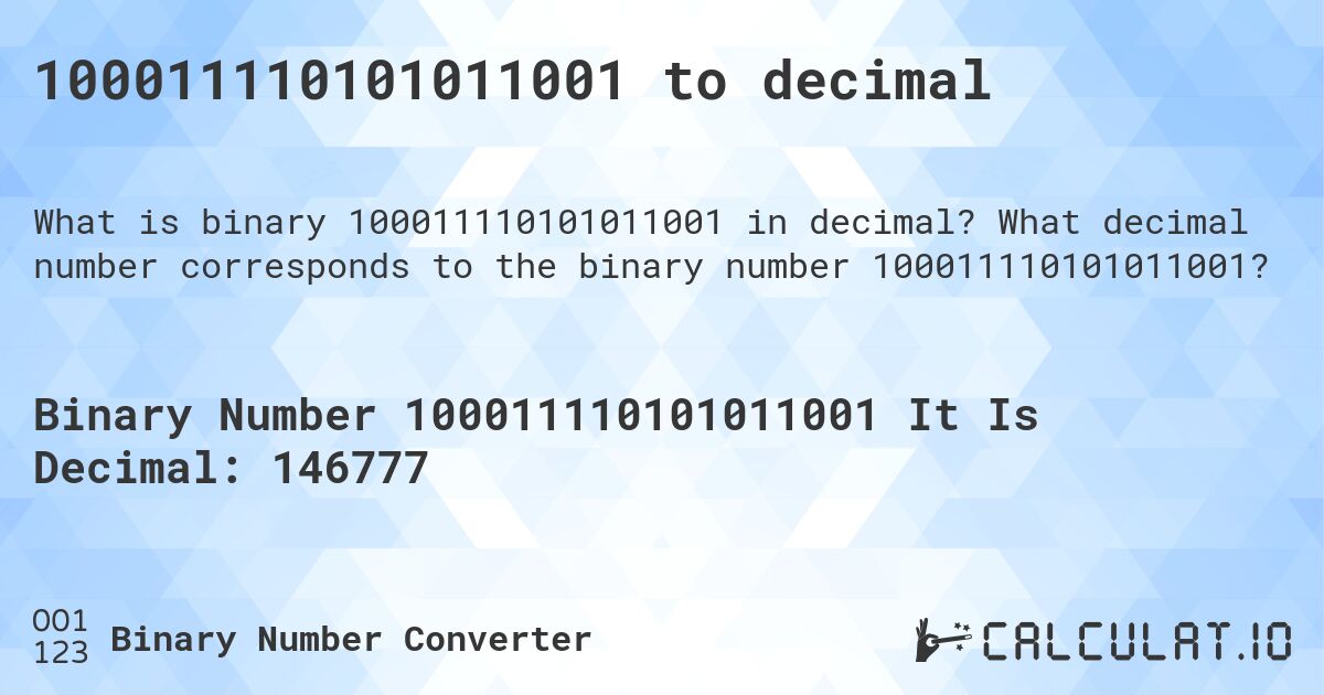 100011110101011001 to decimal. What decimal number corresponds to the binary number 100011110101011001?