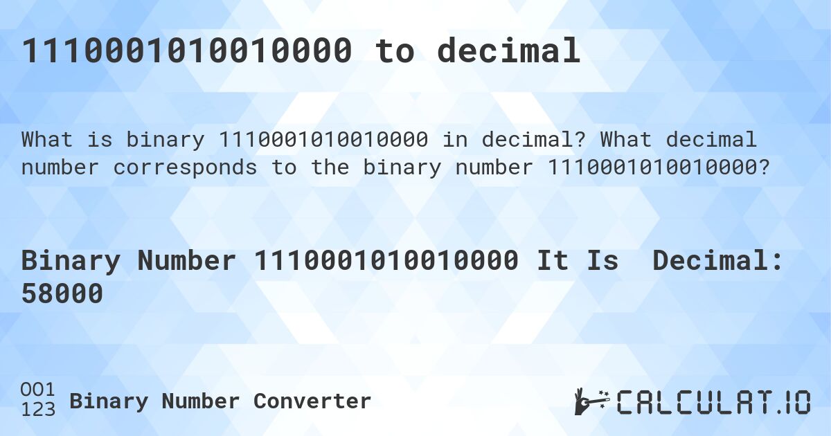 1110001010010000 to decimal. What decimal number corresponds to the binary number 1110001010010000?