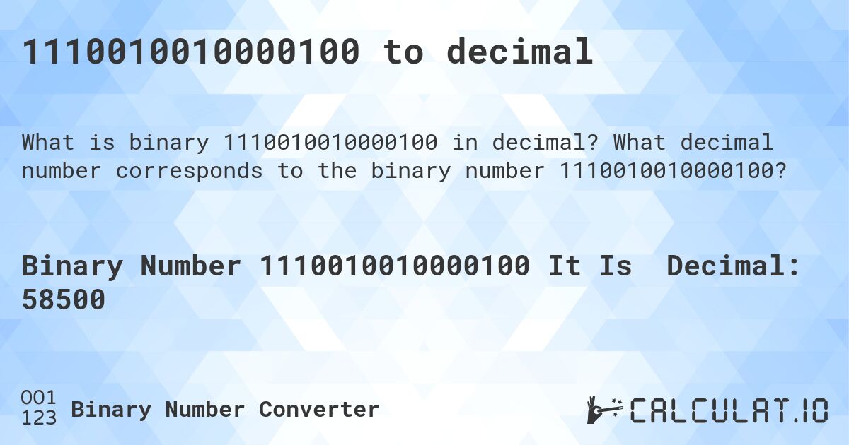 1110010010000100 to decimal. What decimal number corresponds to the binary number 1110010010000100?