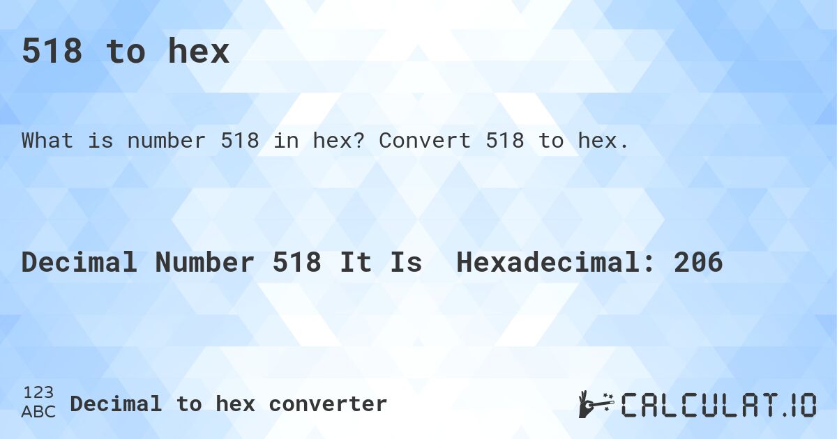 518 to hex. Convert 518 to hex.
