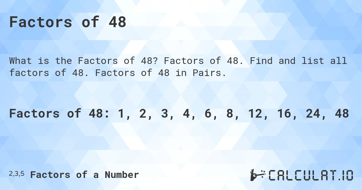 Factors Of 48 Calculatio