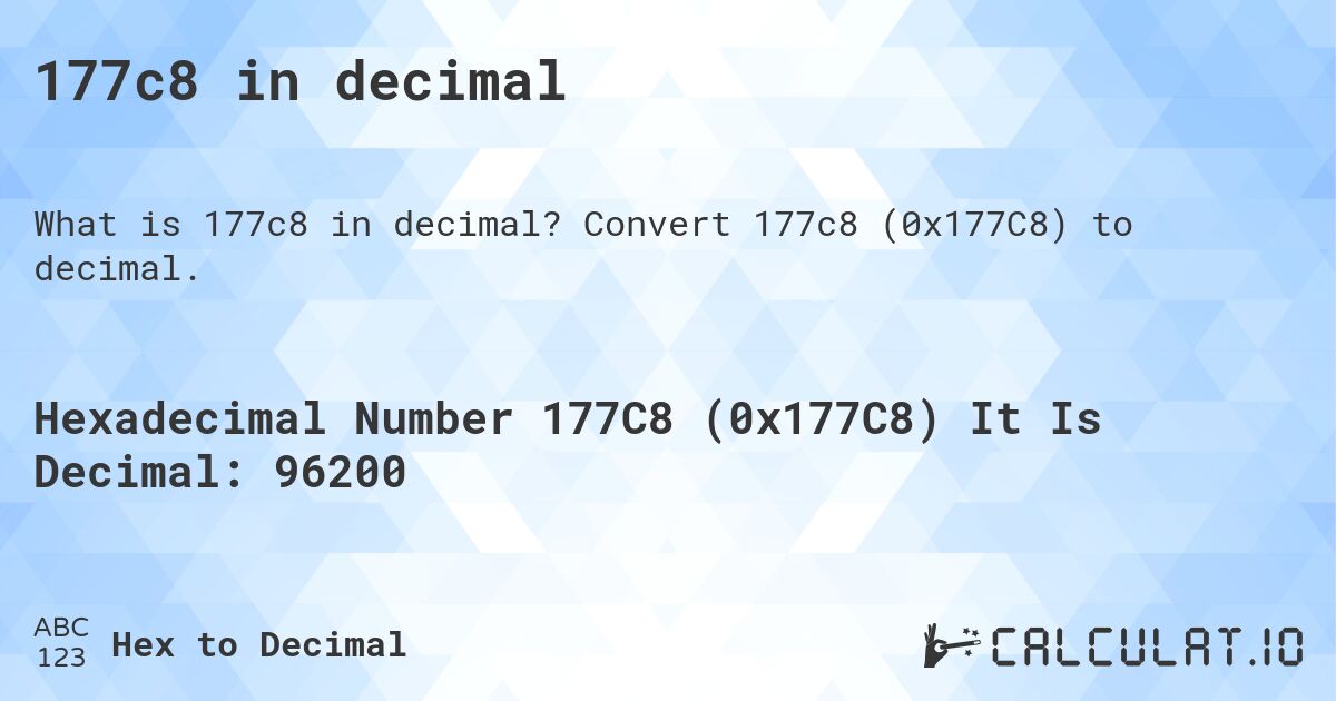 177c8 in decimal. Convert 177c8 to decimal.