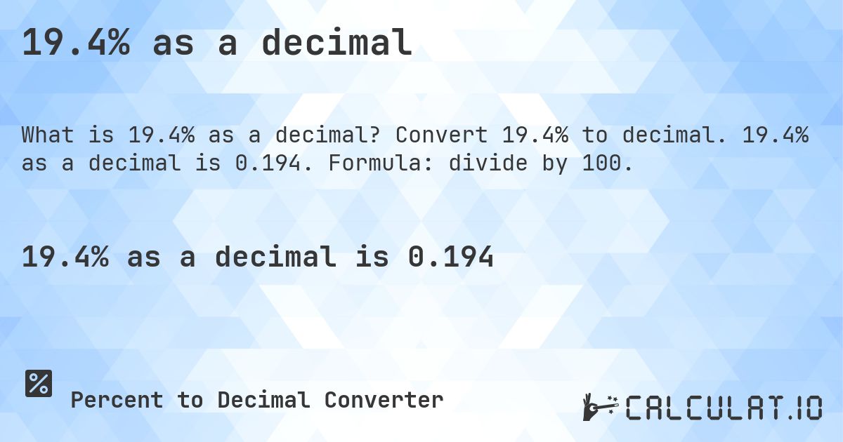 19.4% as a decimal - Calculatio