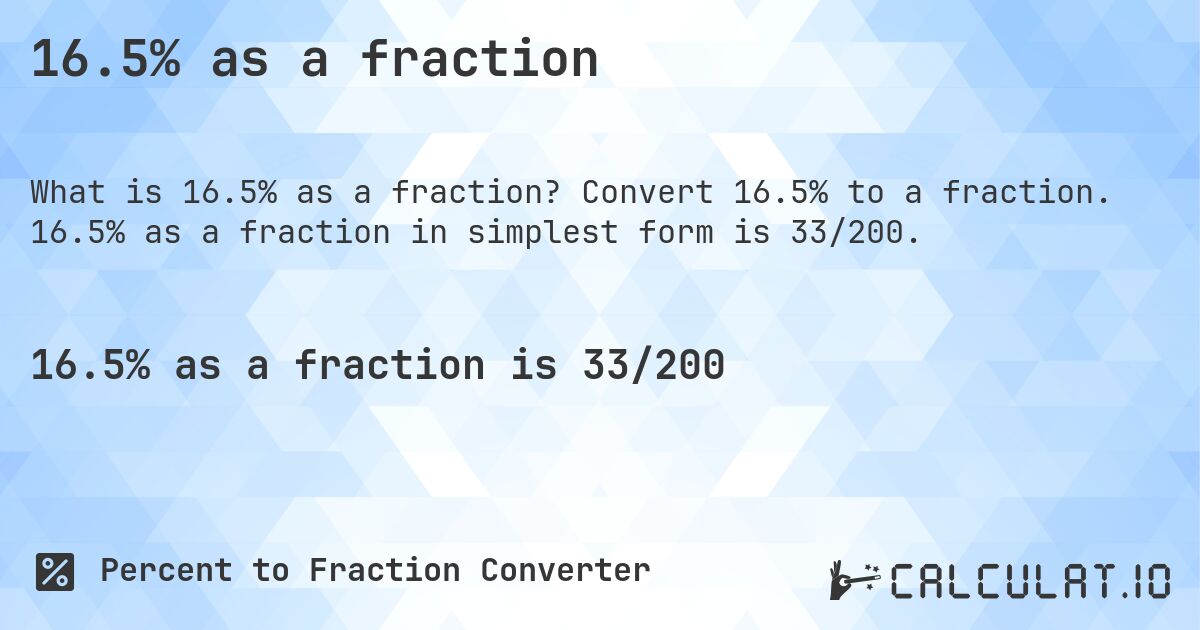 16 5 As A Fraction Calculatio 16 5 As A Fraction Calculatio