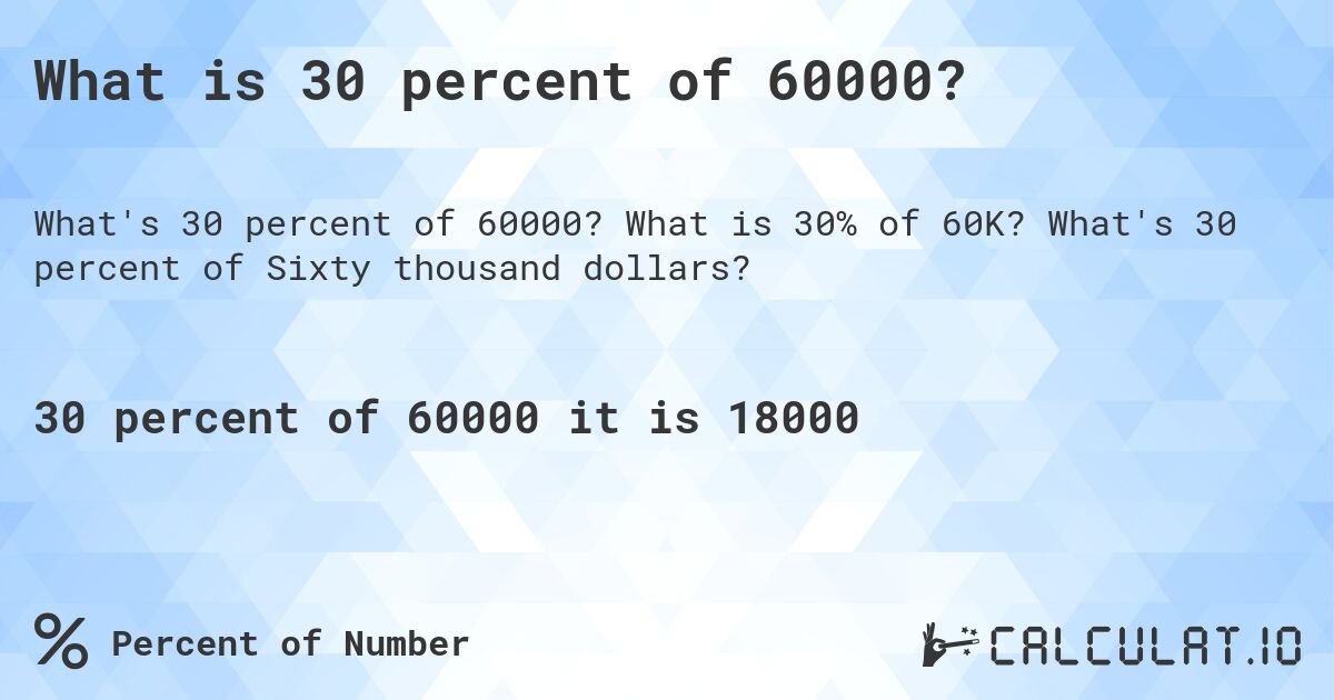 What Is 30 Percent Of 60000 Calculatio