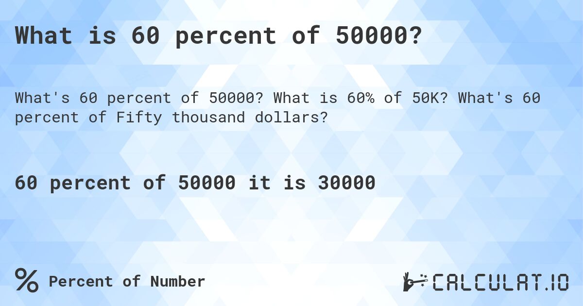 What Is 60 Percent Of 50000 Calculatio