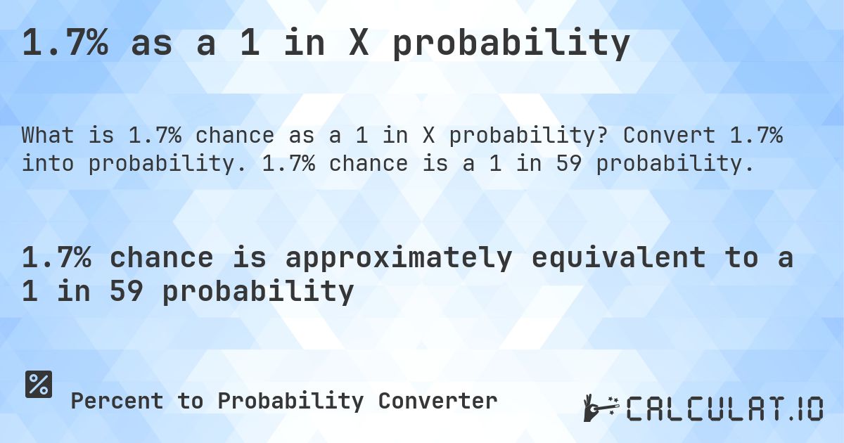 1.7% as a 1 in X probability - Calculatio