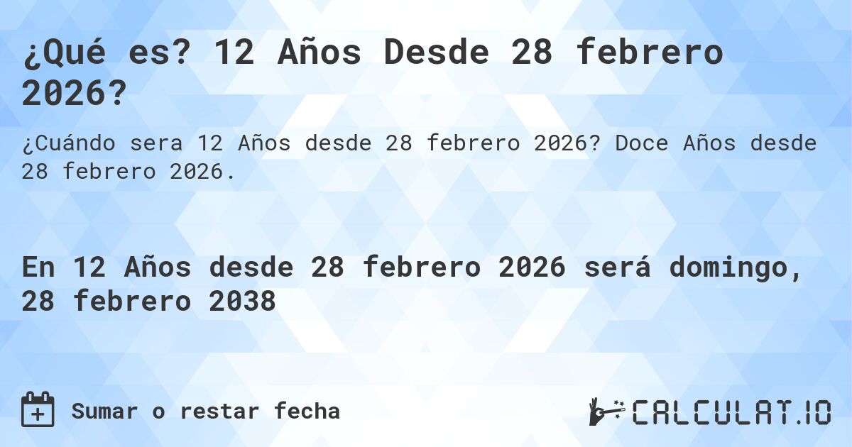 ¿Qué es? 12 Años Desde 28 febrero 2026?. Doce Años desde 28 febrero 2026.