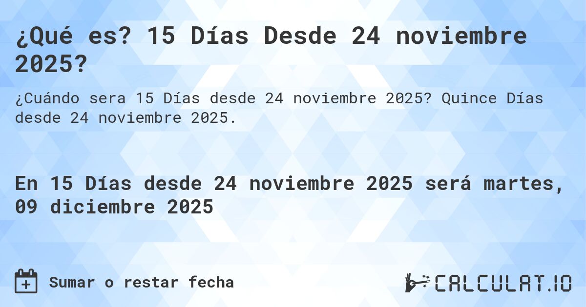 ¿Qué es? 15 Días Desde 24 noviembre 2025?. Quince Días desde 24 noviembre 2025.