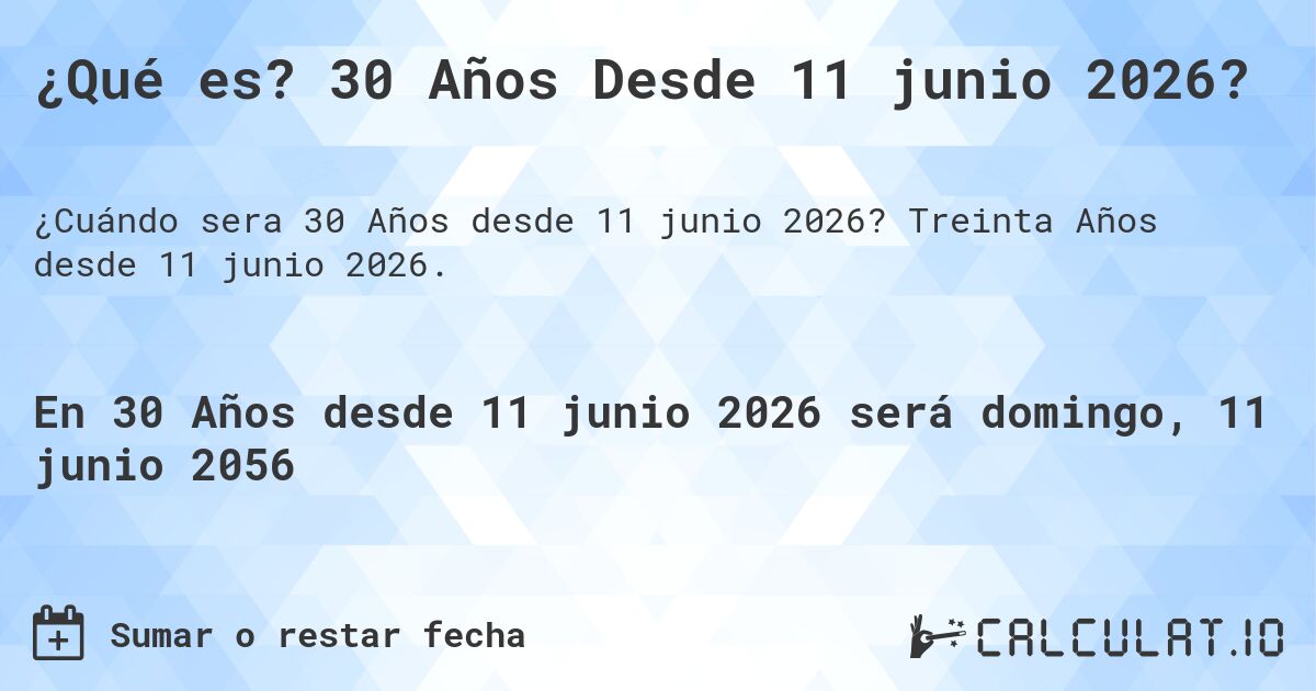 ¿Qué es? 30 Años Desde 11 junio 2026?. Treinta Años desde 11 junio 2026.