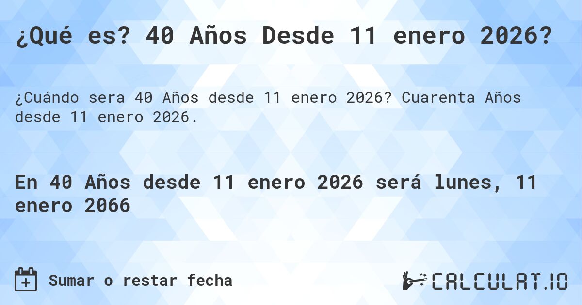 ¿Qué es? 40 Años Desde 11 enero 2026?. Cuarenta Años desde 11 enero 2026.