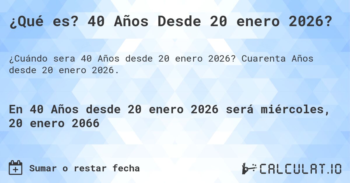 ¿Qué es? 40 Años Desde 20 enero 2026?. Cuarenta Años desde 20 enero 2026.