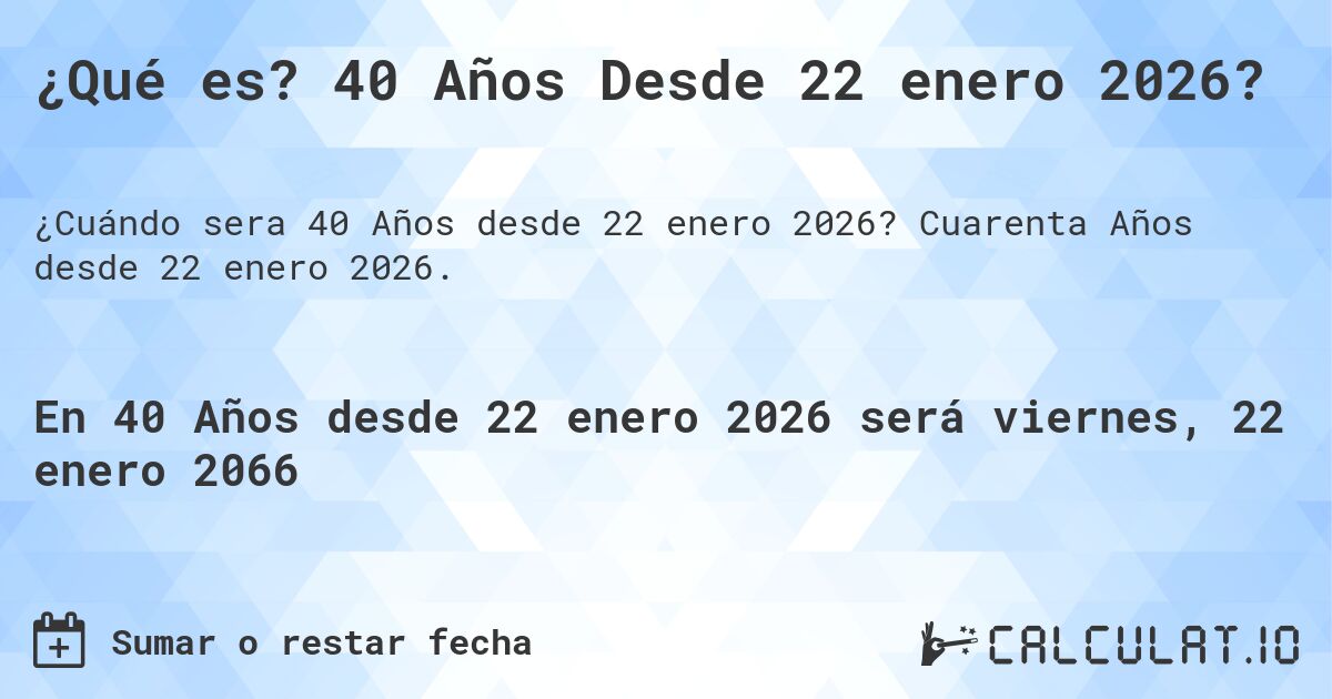 ¿Qué es? 40 Años Desde 22 enero 2026?. Cuarenta Años desde 22 enero 2026.