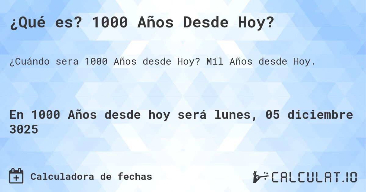 ¿Qué es? 1000 Años Desde Hoy?. Mil Años desde Hoy.