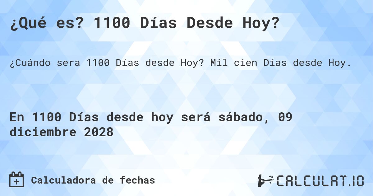 ¿Qué es? 1100 Días Desde Hoy?. Mil cien Días desde Hoy.