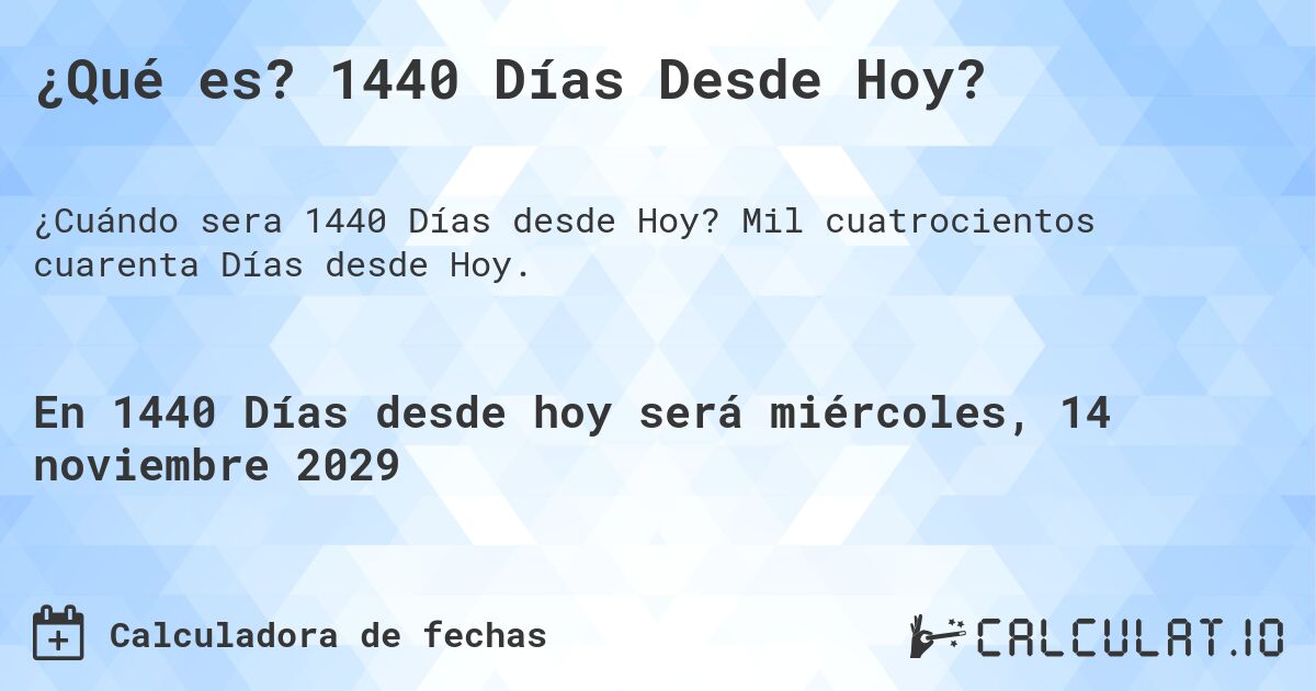 ¿Qué es? 1440 Días Desde Hoy?. Mil cuatrocientos cuarenta Días desde Hoy.