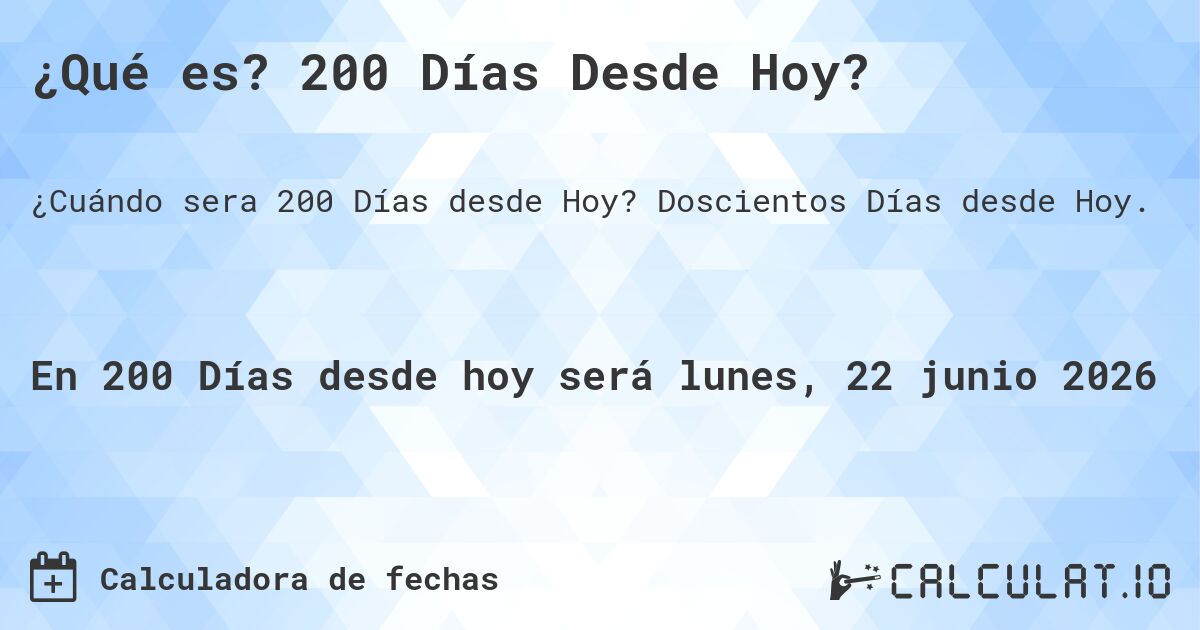 ¿Qué es? 200 Días Desde Hoy?. Doscientos Días desde Hoy.