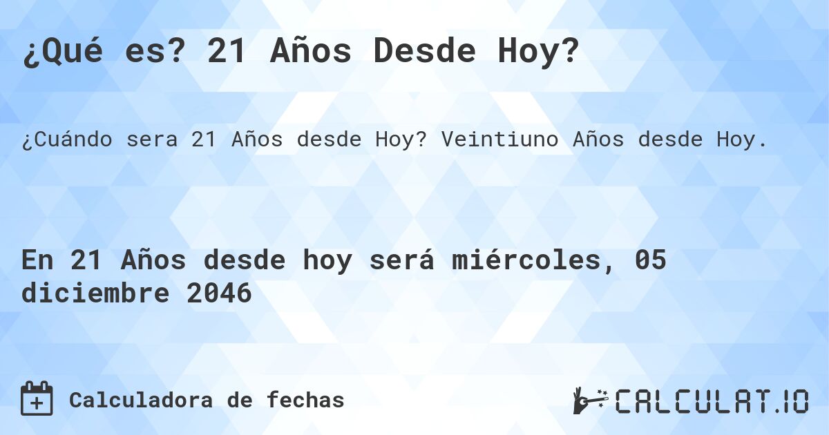 ¿Qué es? 21 Años Desde Hoy?. Veintiuno Años desde Hoy.
