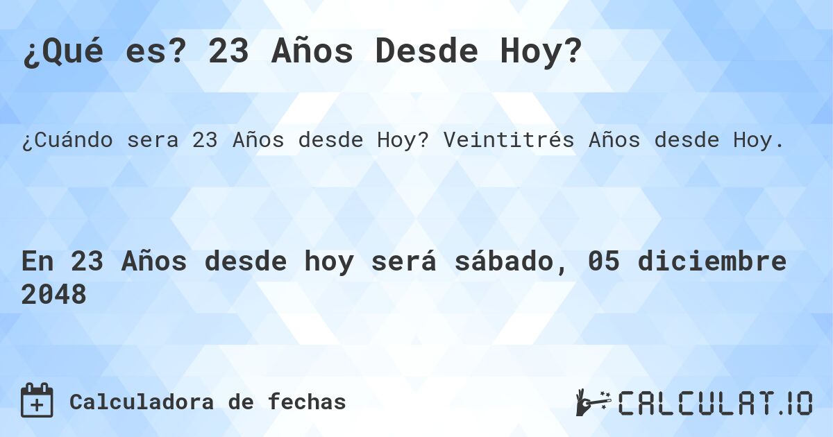 ¿Qué es? 23 Años Desde Hoy?. Veintitrés Años desde Hoy.