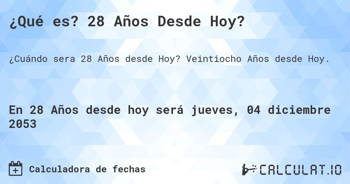 ¿Qué es? 28 Años Desde Hoy?. Veintiocho Años desde Hoy.