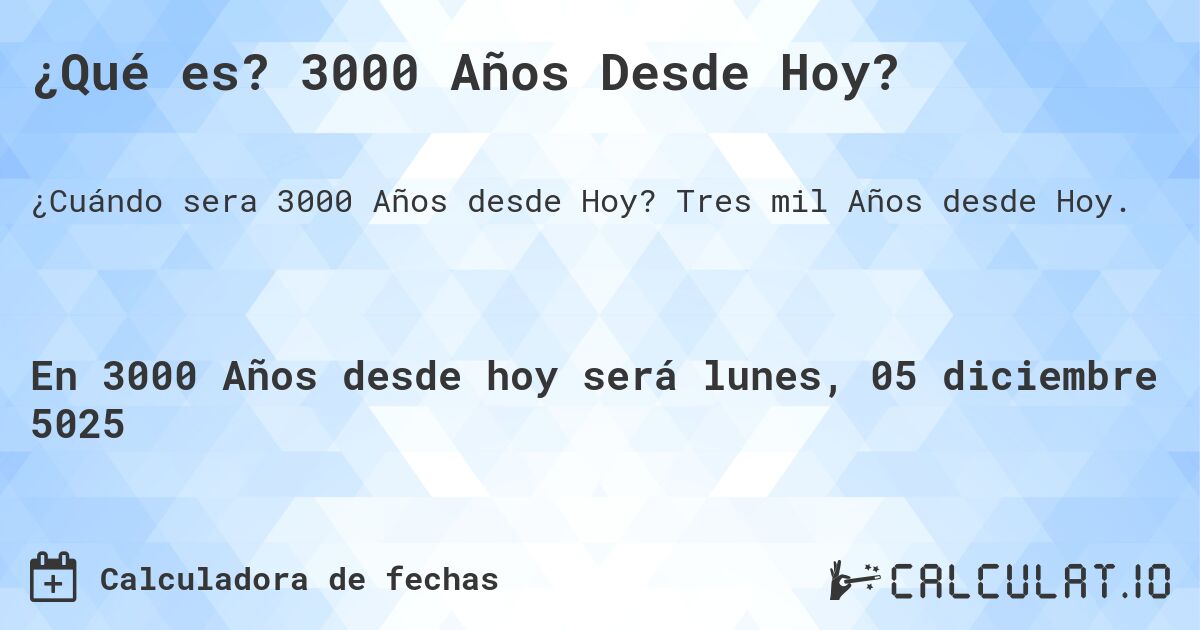 ¿Qué es? 3000 Años Desde Hoy?. Tres mil Años desde Hoy.