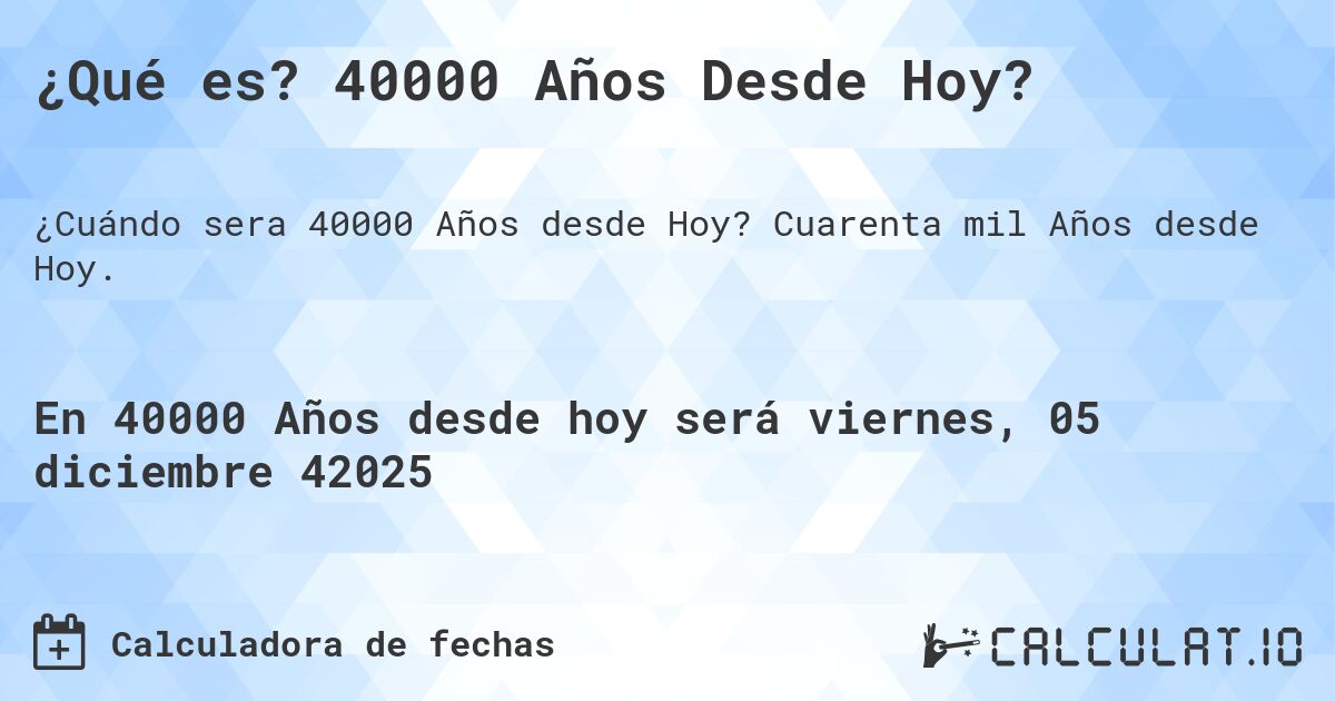 ¿Qué es? 40000 Años Desde Hoy?. Cuarenta mil Años desde Hoy.
