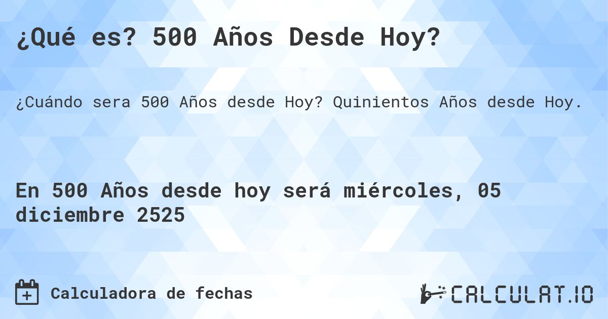 ¿Qué es? 500 Años Desde Hoy?. Quinientos Años desde Hoy.