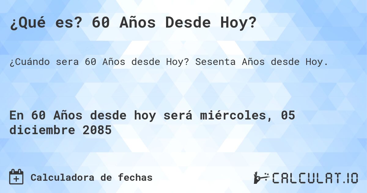 ¿Qué es? 60 Años Desde Hoy?. Sesenta Años desde Hoy.