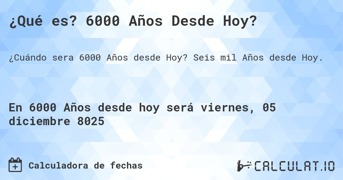 ¿Qué es? 6000 Años Desde Hoy?. Seis mil Años desde Hoy.