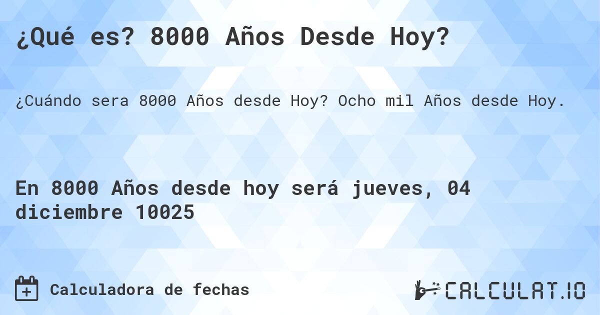 ¿Qué es? 8000 Años Desde Hoy?. Ocho mil Años desde Hoy.