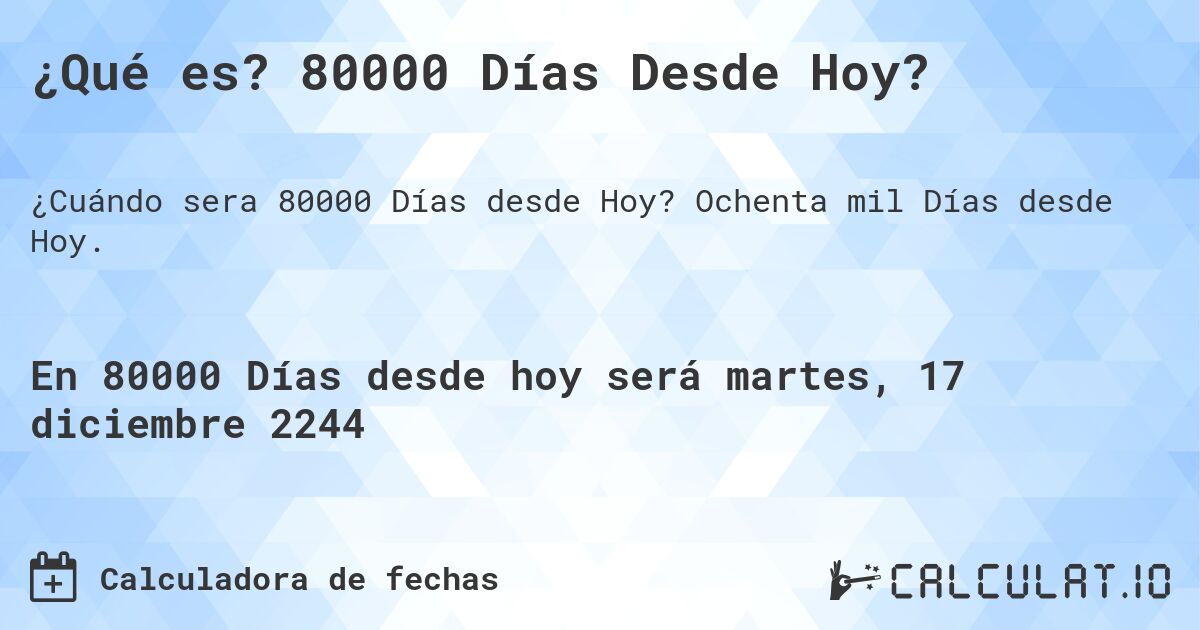 ¿Qué es? 80000 Días Desde Hoy?. Ochenta mil Días desde Hoy.