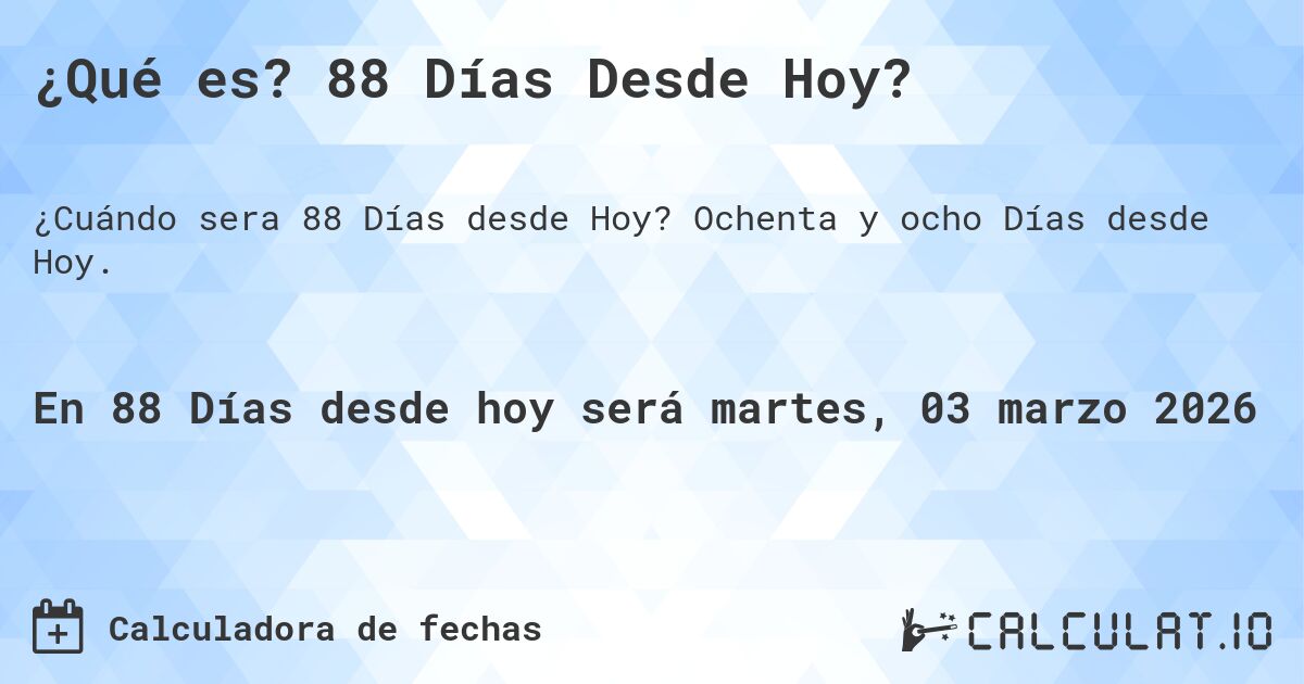 ¿Qué es? 88 Días Desde Hoy?. Ochenta y ocho Días desde Hoy.
