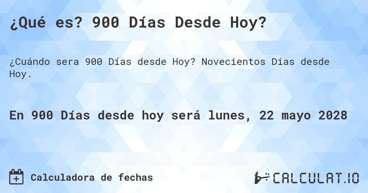 ¿Qué es? 900 Días Desde Hoy?. Novecientos Días desde Hoy.