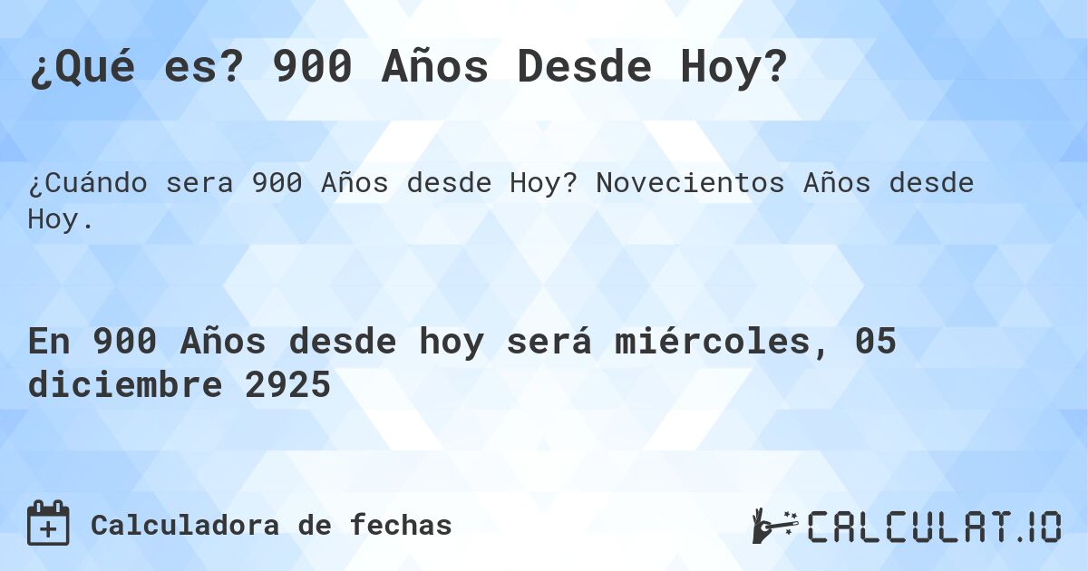 ¿Qué es? 900 Años Desde Hoy?. Novecientos Años desde Hoy.