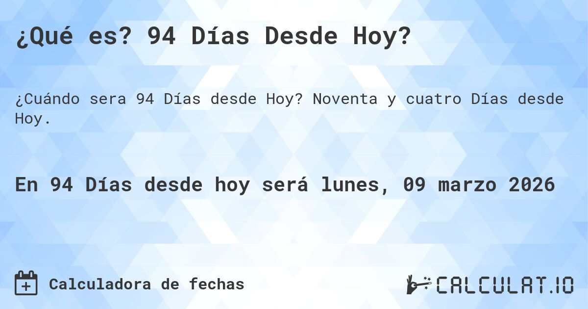 ¿Qué es? 94 Días Desde Hoy?. Noventa y cuatro Días desde Hoy.
